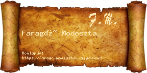 Faragó Modeszta névjegykártya